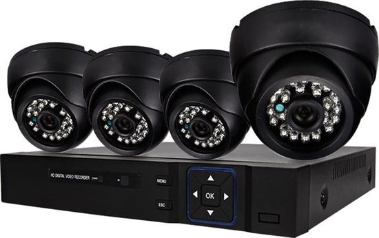 Teceye - Camera beveiliging systeem - Met Opslag - Bekabeld - Voor Buiten - 4 Camera's - Compleet Systeem - Met 500GB van Merkloos