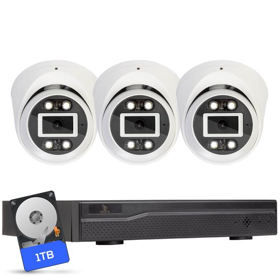 Teceye Compleet Camera Beveiliging Set met 3x POE Camera - 1TB - Beveiligingscamera - Beveiligingscamera binnen - Beveiligingscamera buiten - CCTV Camera systeem - Beveiligingscamera set - Bewakingscamera set