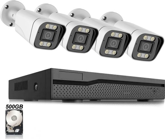 Teceye Compleet Camera Beveiliging Set met 4x POE Camera - Beveiligingscamera - Beveiligingscamera binnen - Beveiligingscamera buiten - CCTV Camera systeem - Beveiligingscamera set - Bewakingscamera set van Teceye