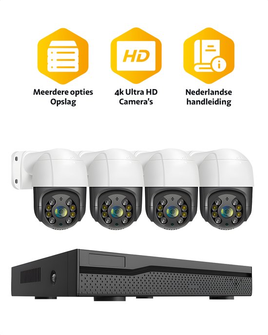 Teceye Compleet Camera Beveiliging Set met 4x POE Camera - CCTV Camerasysteem - Beveiligingscamera Set - Bewakingscamera Set - Beveiligingscamera - Beveiligingscamera binnen - Beveiligingscamera Buiten van Teceye