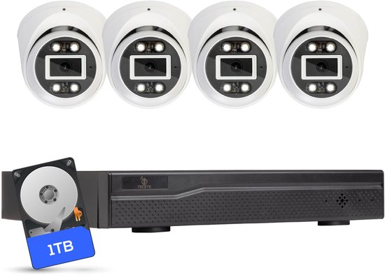 Teceye Compleet Camera Beveiliging Set met 4x POE Camera's - 1TB - Beveiligingscamera - Beveiligingscamera binnen - Beveiligingscamera buiten - CCTV Camera systeem - Beveiligingscamera set - Bewakingscamera set