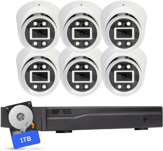 Teceye Compleet Camera Beveiliging Set met 6x POE Camera - 1TB - Beveiligingscamera - Beveiligingscamera binnen - Beveiligingscamera buiten - CCTV Camera systeem - Beveiligingscamera set - Bewakingscamera set
