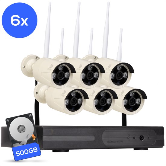 Teceye Compleet Camera Beveiliging Set met 6x Wifi IP Camera - CCTV Camerasysteem - Beveiligingscamera binnen - Wifi Beveiligingscamera Set Buiten - Beveiligingscamera - Beveiligingscamera buiten - Beveiligingscamera Draadloos buiten van Teceye