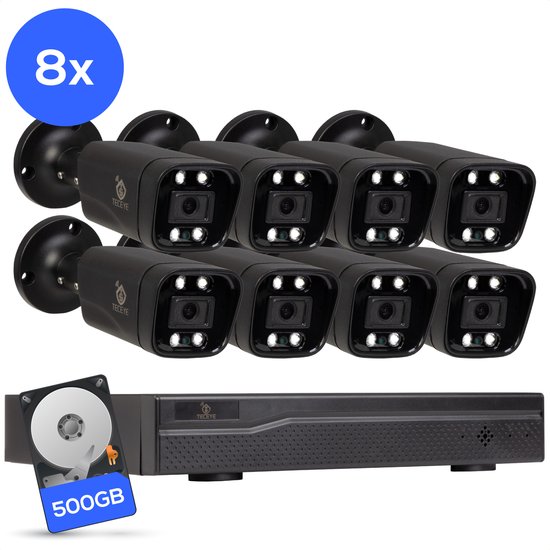 Teceye Compleet Camera Beveiliging Set met 8x POE Camera - Beveiligingscamera - Beveiligingscamera binnen - Beveiligingscamera buiten - CCTV Camera systeem - Beveiligingscamera set - Bewakingscamera set van Teceye