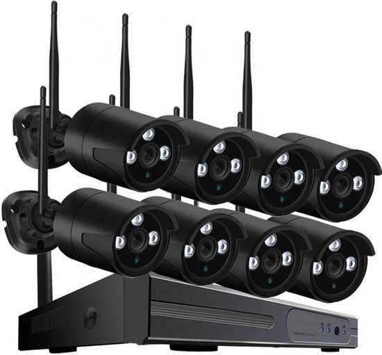 TecEye Compleet Camera Beveiliging Set met 8x Wifi IP Camera - Draadloos - + 2TB HDD - Beveiligingscamera voor Buiten - Bewakingscamera van Teceye