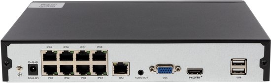 Teceye PoE Recorder 500GB – 8CH NVR – Universeel – Voor IP Camera Beveiliging - POE - Universeel van Merkloos