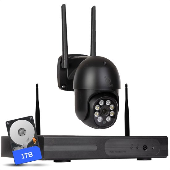 Teceye PTZ Beveiligingscamera Buiten met Recorder - Draadloze Buitencamera - 1 Camera - 1TB Opslag van Teceye