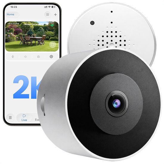 Teceye Raamcamera Binnen naar Buiten – Raamcamera met 64GB SD Kaart – Zonder Abonnementskosten – Onzichtbare Beveiligingscamera voor Achter het Raam van Merkloos