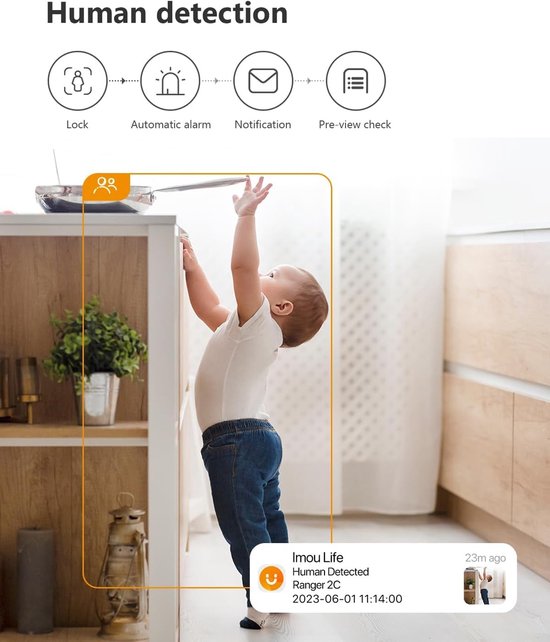 Thijox - 2K Wifi Bewakingscamera Binnen, 360° Smartphone Camera met AI Mensdetectie, Volgfunctie, Bidirectionele Audio, Sirene, Compatibel met Alexa v