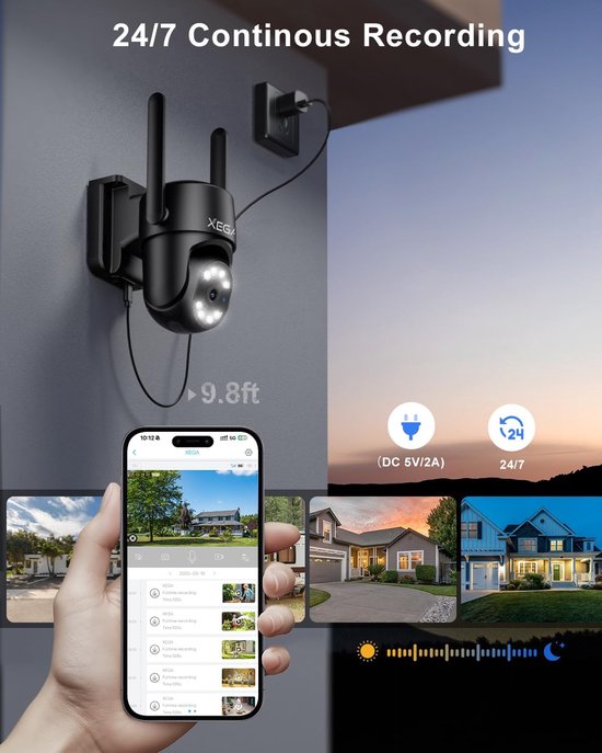 Thijox - 4G LTE Bewakingscamera Buiten - 2K CCTV PTZ Camera - 24/7 Opname - Zonder Wifi - Bekabeld - Automatische Tracking - KI Mensherkenning - IP66