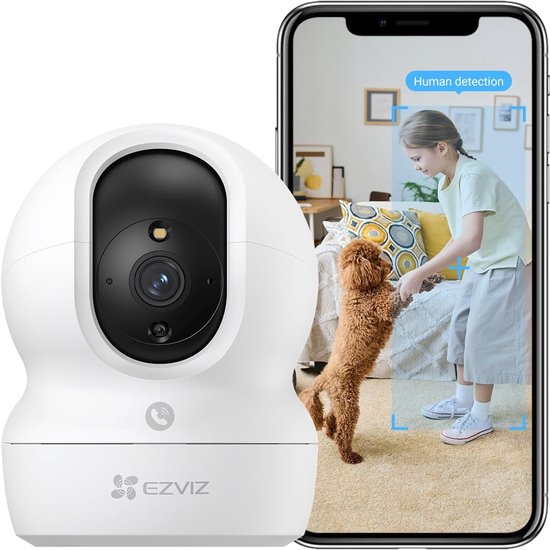 Thijox - EZVIZ CP1 Pro 2K Wifi Beveiligingscamera Binnen, 360º PTZ Binnencamera met Persoonsdetectie, Nachtzicht in Kleur, Geluidsdetectie, Tweewegaud