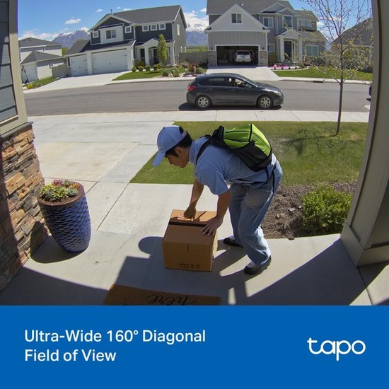 Thijox - Tapo D205 Video-Deurintercom 2K 3MP, AI Detectie, 160° Gezichtsveld, Batterijduur 5200 mAh, USB-C, Zonder Abonnement, IP54, Compatibel met Zo