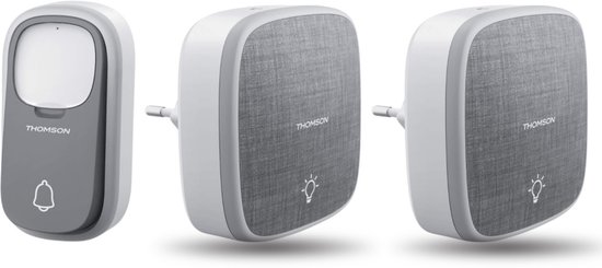 Thomson 513133-2 draadloze deurbel met kinetische knop en 2 plug-in ontvangers - netstroom ontvanger - voor stopcontact - twee chimes