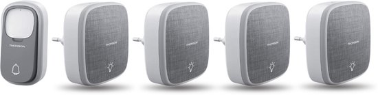Thomson 513133-4 draadloze deurbel met kinetische knop en 4 plug-in ontvangers - netstroom ontvanger - voor stopcontact - vier chimes