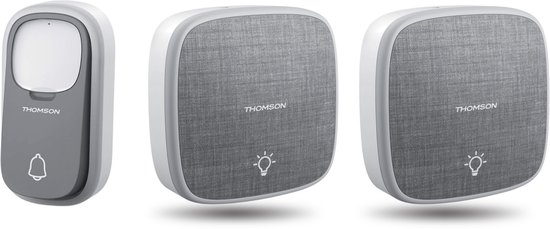 Thomson 513134 draadloze deurbel met kinetische knop en 2 batterij gevoede ontvangers - met batterijloze knop
