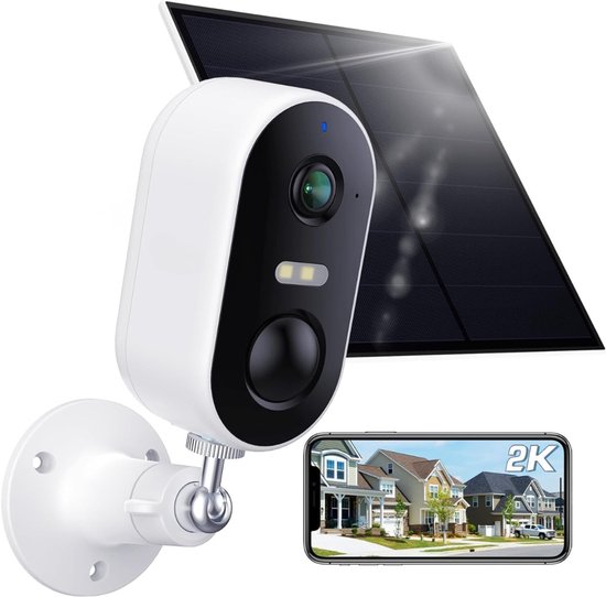 TIM® Camerabewaking Draadloos - Camera - Beveiligingscamera Draadloos Buiten - Wit - 25cm x 20cm x 8cm; 0.6kg