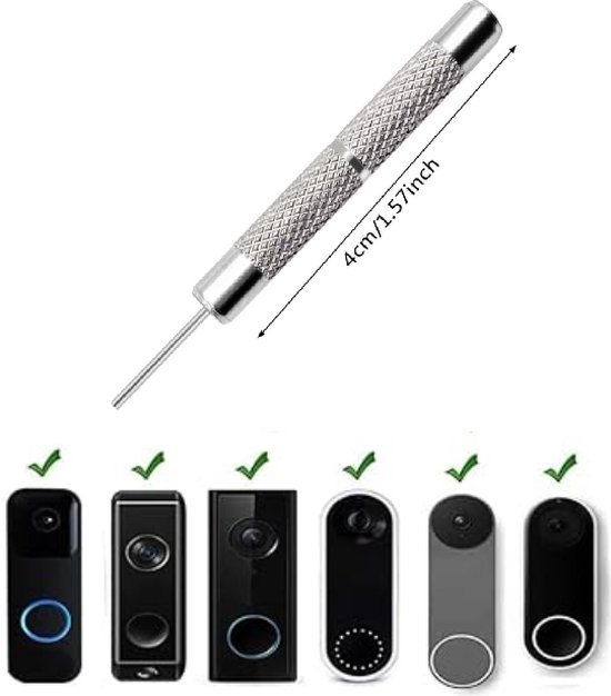 TLVX Sterke Metalen Pin voor Eufy Deurbel –Eufy Deurbel demonteren - Pen Eufy Deurbel - Hulpmiddel Eufy Deurbel verwijderen - Hoge kwaliteit sterke metalen pen speciaal voor Eufy deurbellen - 1 stuks