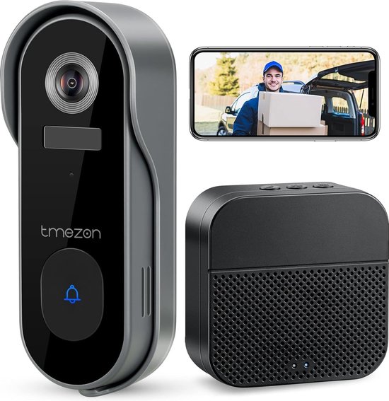 TMEZONE® - Video Deurbel - Op afstand oproepen beantwoorden - Audio in twee richtingen - Meldingen via App - Nachtvisie - Meerdere gebruikers tegelijk - Alarm functie - Zwart van Tmezon