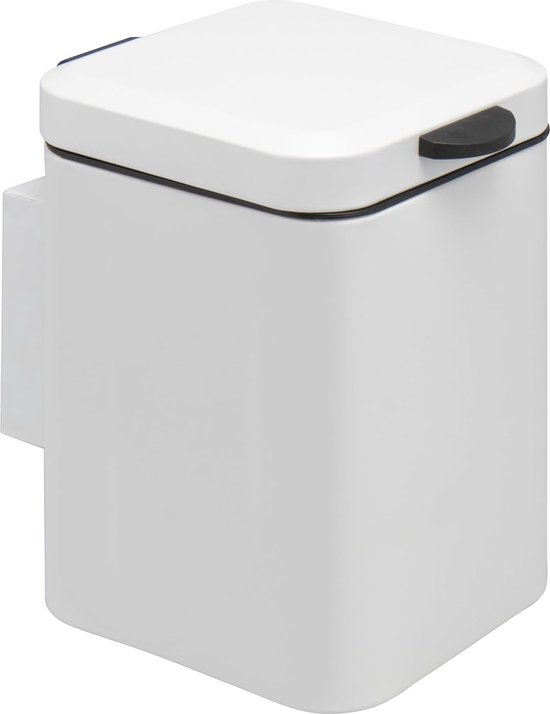 Toiletemmer voor aan de muur, 3 l, badafvalbak, 2-weg montage, rond (wit) van T