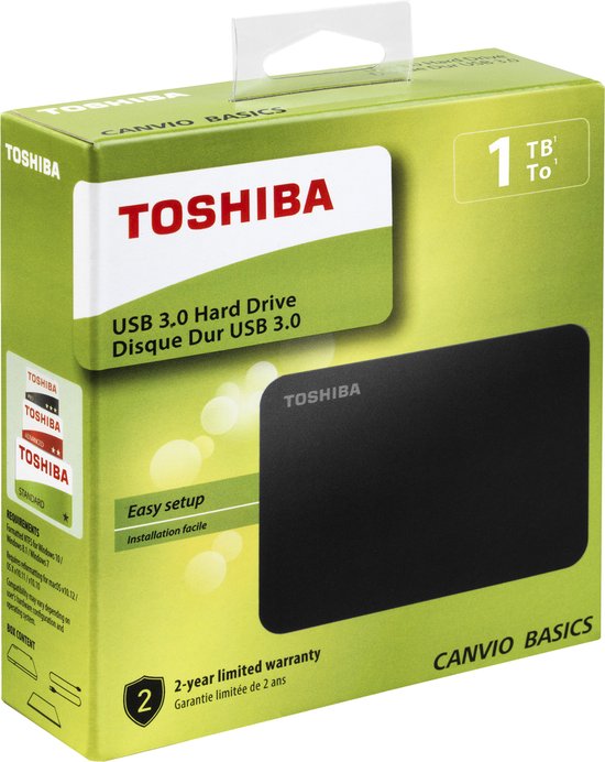 Toshiba Canvio Basics 1TB - Externe harde schijf / Zwart van Merkloos
