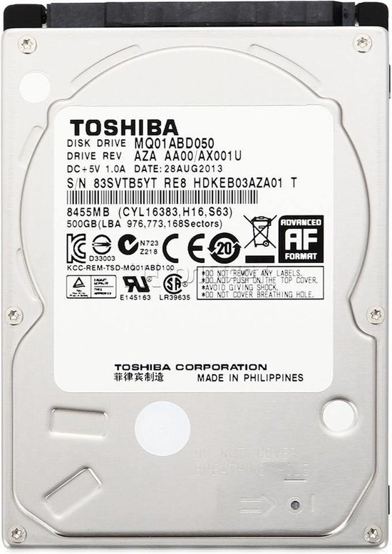 Toshiba MQ01ABD050 500GB - Interne Harde Schijf / 2.5 inch / SATA 2 van Toshiba
