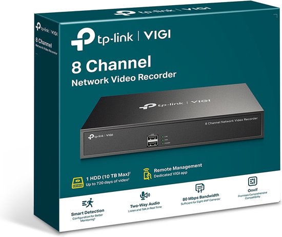 TP-Link VIGI NVR1008H Netwerk Video Recorder (NVR) 1U Zwart van TP-Link