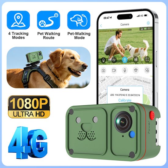 Tracker hond | GPS halsband met mini camera | Real-time 4G tracking | Waterdicht IP66 | Siliconen wit