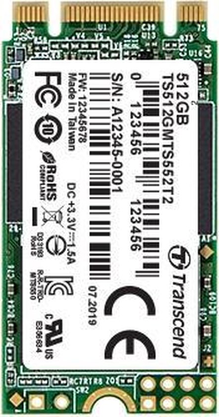 Transcend MTS552T2 64 GB SATA M.2 SSD 2242 harde schijf SATA 6 Gb/s Retail TS64GMTS552T2 van Transcend