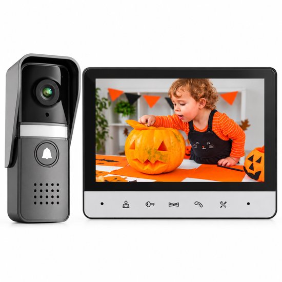 Tremeo Video Deurbel met Camera en 7 Inch kleurenscherm - Met Nachtzichtfunctie - 120° Groothoekcamera - Tweerichtingsaudio