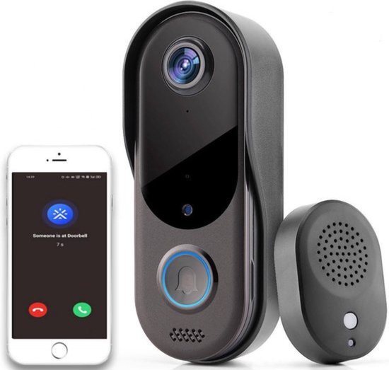 Truskore Video deurbel met camera en wifi - Draadloos, beveiliging Video Intercom Draadloze, inclusief twee batterijen van Merkloos