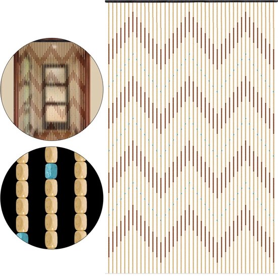 Tumex - Deurgordijn - Kralengordijn - Deurgordijn Bamboe - 31 Strengen - 90x220 cm - Geschulpt Patroon - Geschikt voor Diverse Kamers van Tumex