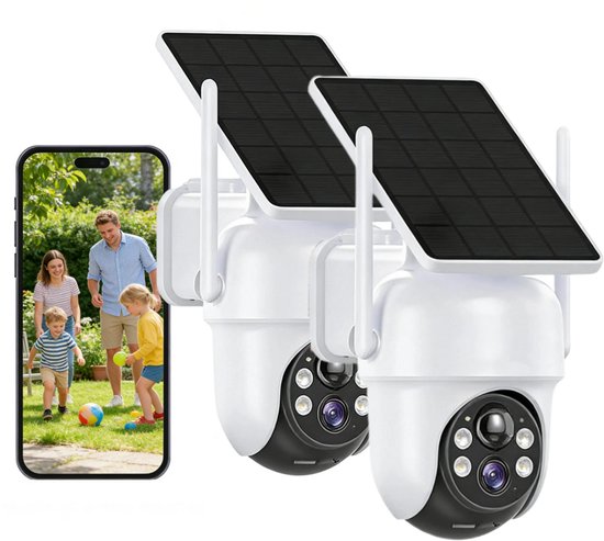 TWUFY Q04 Solocamera - 4MP Draadloze Beveiligingscamera voor Buiten - 360° Dekking - Geïntegreerd Zonnepaneel - AI-Bewegingsdetectie - Bundelvoordeel - 2 Stuks van Merkloos