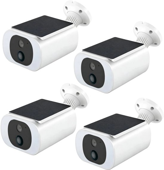 TWUFY Solar Camera - Beveiligingscamera Draadloos Buiten - Buiten Camera met Nachtzicht - Buiten Camera met Zonnepaneel - Bewakingscamera voor Buiten - Beveiligingscamera Buiten - 4MP Ultra HD - Met wifi en App - 4 Stuks van Merkloos