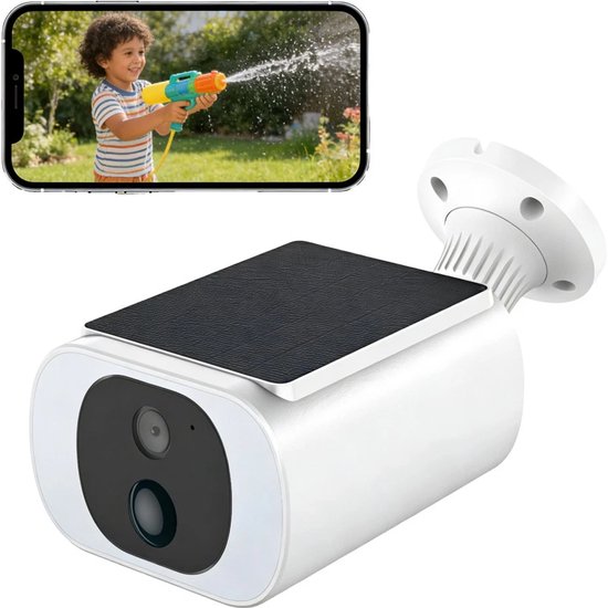TWUFY Solar Camera - Beveiligingscamera Draadloos Buiten - Buiten Camera met Nachtzicht - Buiten Camera met Zonnepaneel - Bewakingscamera voor Buiten - Beveiligingscamera Buiten - 4MP Ultra HD - Met wifi en App - Wit van Merkloos