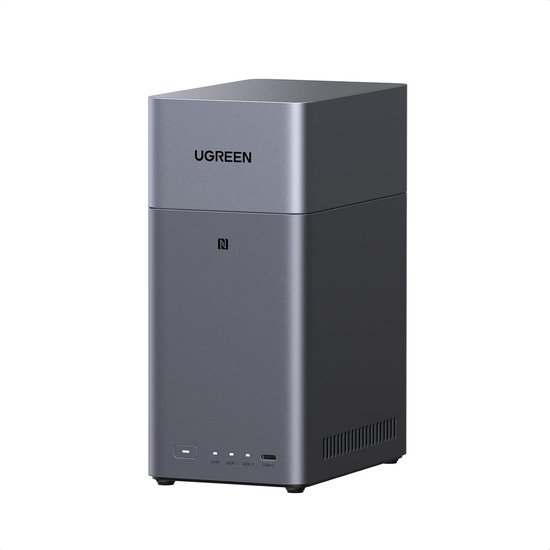 UGREEN NASync DH2300 2 Bay Desktop NAS, NFC Tap om te Verbinden, AI Fotoalbum, 4K Persoonlijke Videotheek, Gebruiksvriendelijk NAS-systeem met 1GbE-LAN en 4GB RAM (Diskless) van Merkloos