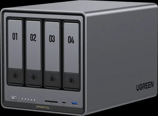UGREEN NASync DXP4800 Plus - NAS-server - 4 bays - Intel Pentium Gold 8505 5-Core - 8 BG DDR5 - Max. 112TB - M.2, SATA - zwart van Ugreen