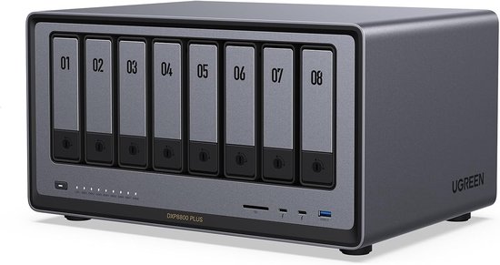 UGREEN NASync DXP8800 Plus 8-Bay Desktop NAS, Intel i5 1235u 10-Core CPU, 8GB DDR5 RAM, 128GB SSD, 2 * 10GbE, 2 * M.2 NVMe-aansluitingen, 8K HDMI, 2 * TBT4, Network Attached Storage (schijfloos) van Merkloos