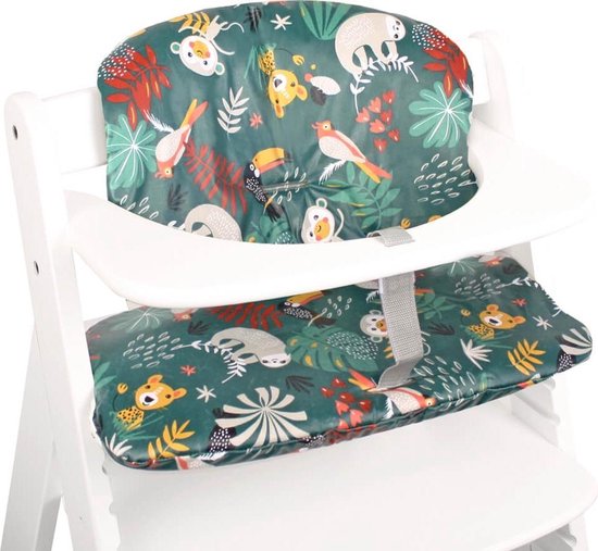 Ukje Kussenset Stoelverkleiner Kussen - Geschikt voor Hauck Kinderstoel - Geplastificeerd - Groen Aapjes van Ukje