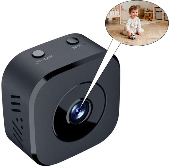 Ulisem - WiFi Beveiligingscamera - 1080P HD - 5V 1A - 200mAh Batterij - Beweegingsdetectie - Ondersteunt 256GB TF Kaart - Magnetische Beugel - Geschikt voor Thuis - Klein Formaat 42x42x23 mm van Merkloos