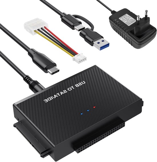 USB 3.0 Adapter voor 2.5 en 3.5 Inch HDD/SSD met 12V 2A Voeding, IDE SATA Compatibel met Windows en Mac