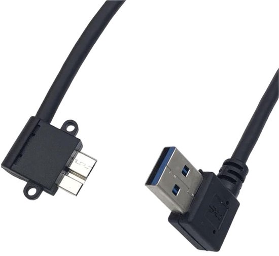 USB 3.0 Kabel - Micro B Kabel - Externe Schijf Aansluiten - 90 Graden Hoek - 1 Meter - Links