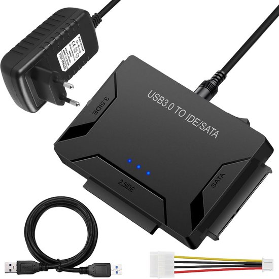 USB 3.0 naar SATA en IDE-adapter met stroomschakelaar voor harde schijven van Merkloos