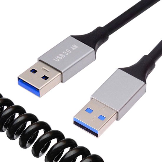 USB 3.0 Type-A naar USB-A Spiraalkabel Verlengkabel 100cm OTG voor Externe Harde Schijf en Camera