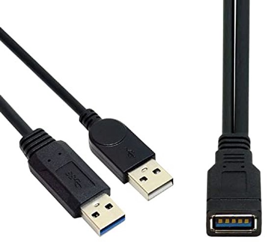 USB 3.0 Vrouwelijk naar Dubbele USB Mannelijke Y-Kabel voor Extra Stroom en Data