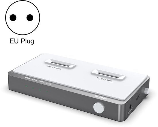 Usb 3.2 Gen2 Dual M.2 Solid State Drive Box Nvme-dockingstation, EU-stekker