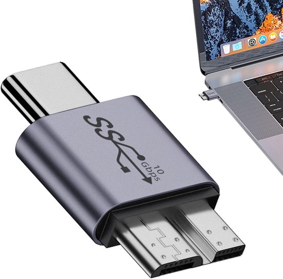 USB B naar C Adapter - Type C omvormer - Oude harde schijf aansluiten - Snelle gegevensoverdracht - Compact formaat