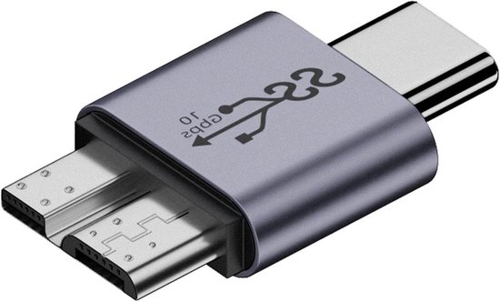 USB B naar USB C Adapter - Type C Converter - Externe Schijf Aansluiten - Snelle Dataoverdracht - 10 Gbps