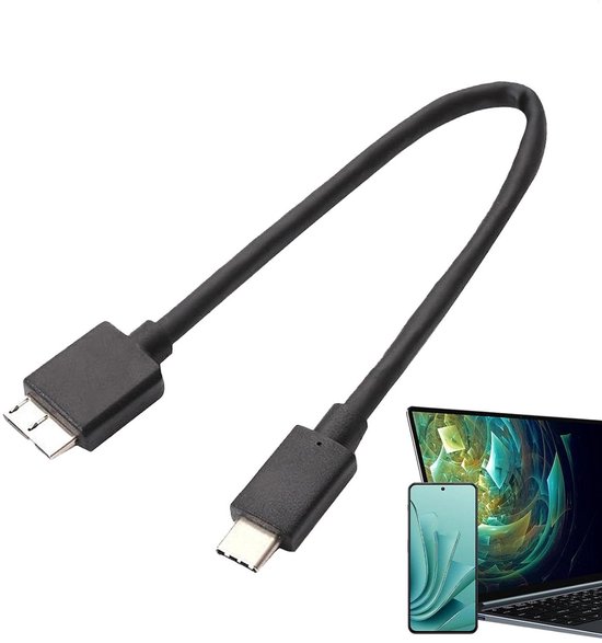 USB C Harde Schijf Kabel - Externe Harde Schijf Kabel - Data Overzetten - 5Gbps Snelheid - 30 cm - Zwart