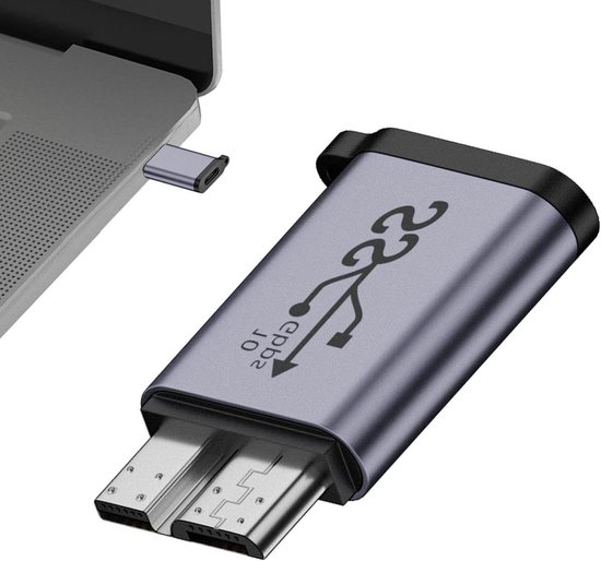 USB C naar B Adapter - Converter Kabel - Bestanden Overzetten - 10 Gbps Data Snelheid - 1 Stuk - Zwart