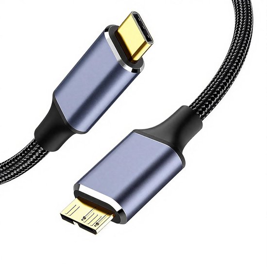 USB-C naar Micro-B Kabel voor Externe Harde Schijf SSD Opladen - 5 Gbps Snelheid - 0.5 Meter van Merkloos